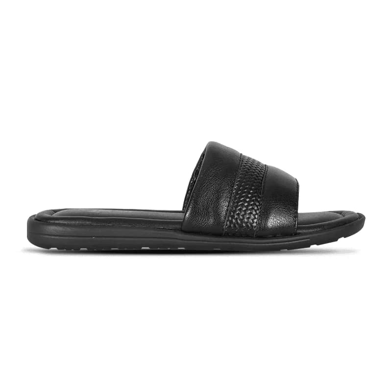 Woven Pattern Leather Slide Sandal For Men SB-S1110